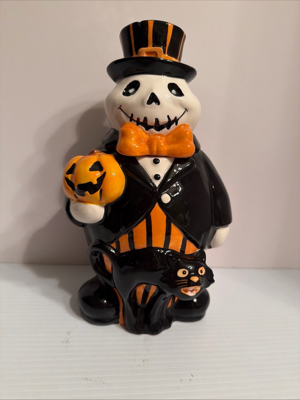 Blue Sky Halloween White Shelton Treat Canister Cookie Jar Ceramic New